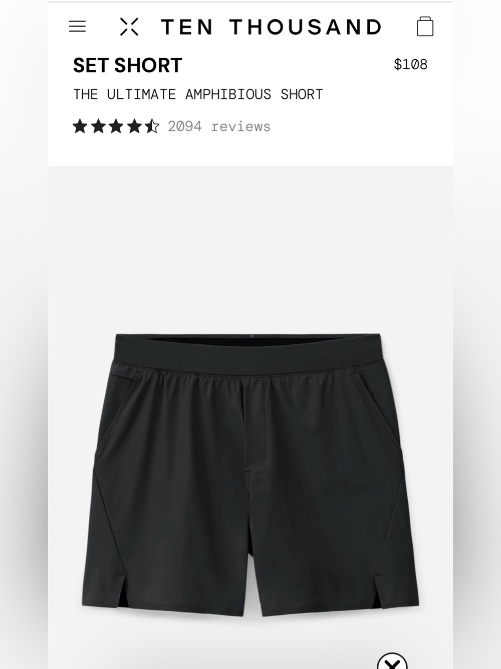 Ten Thousand Amphibious Set Short — Black- Perfect Condition